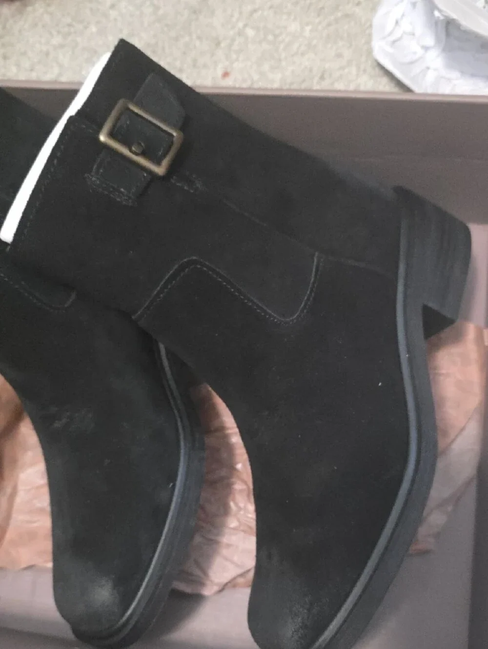 L-Gillian Black Suede Women Ankle Boot - Size 8m